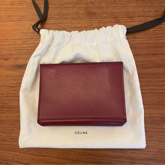 Celine Maroon Flap Snap Pouch - Picture 2 of 4